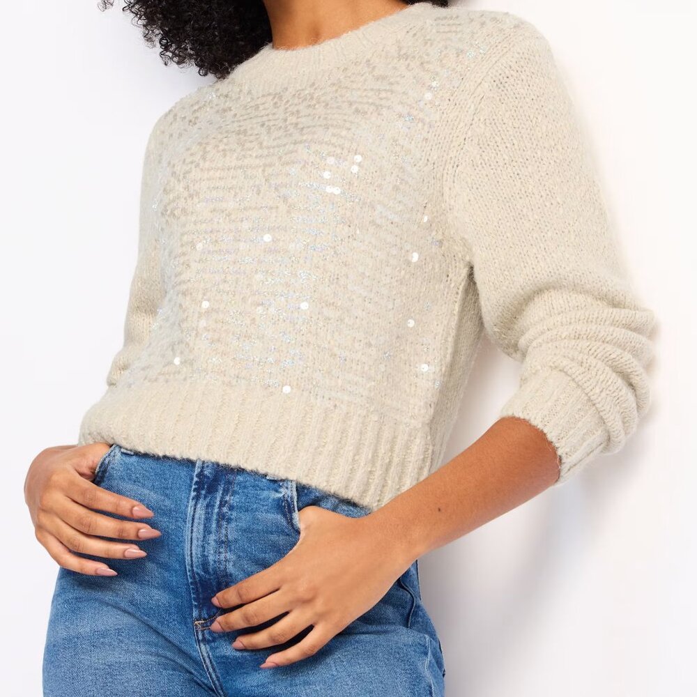 RD Style Marcy Sequin Sweater - Size Medium, Cream
